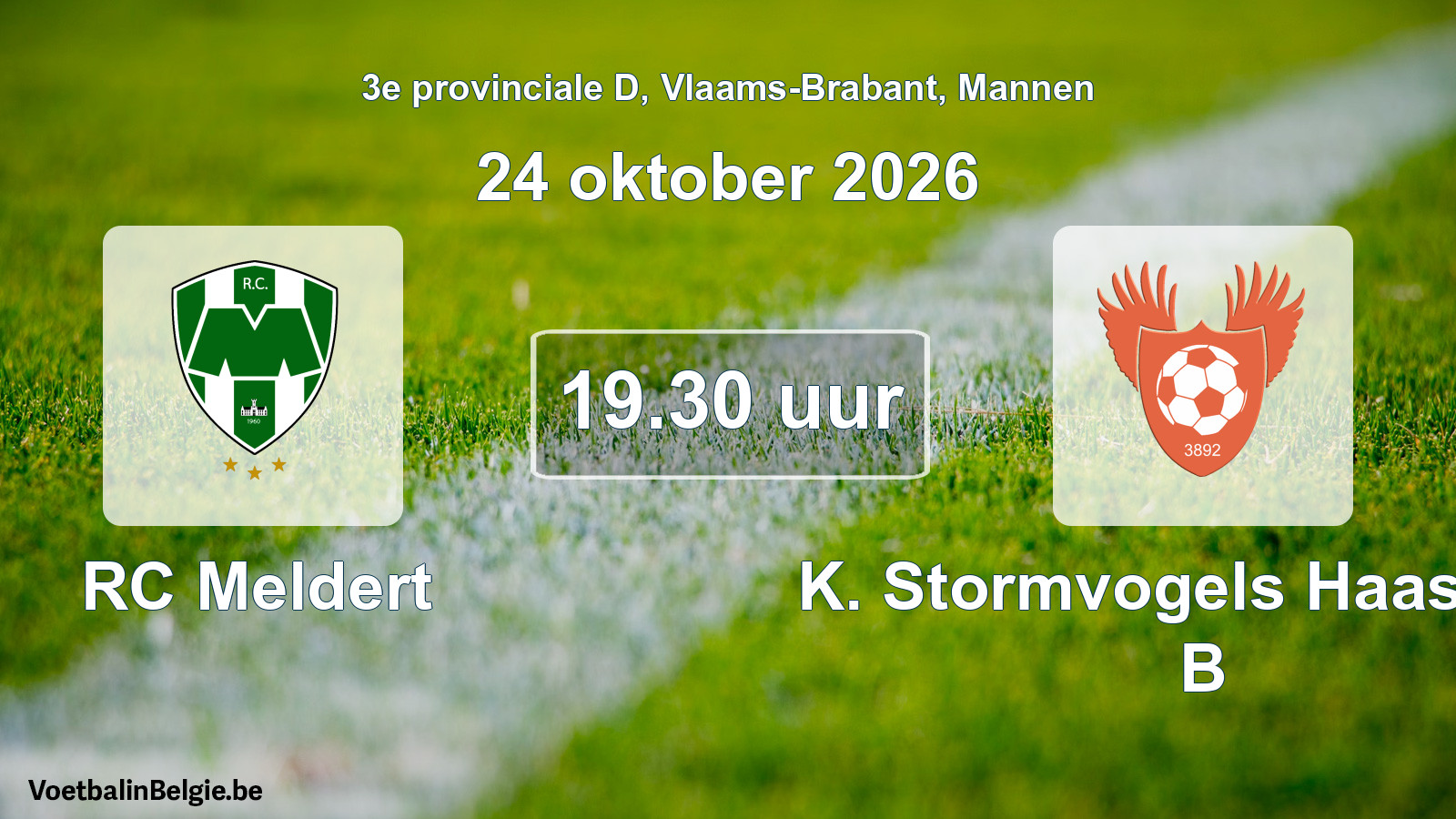 Geplande wedstrijd mannenvoetbal: RC Meldert - K. Stormvogels Haasrode B (24 oktober 2026)