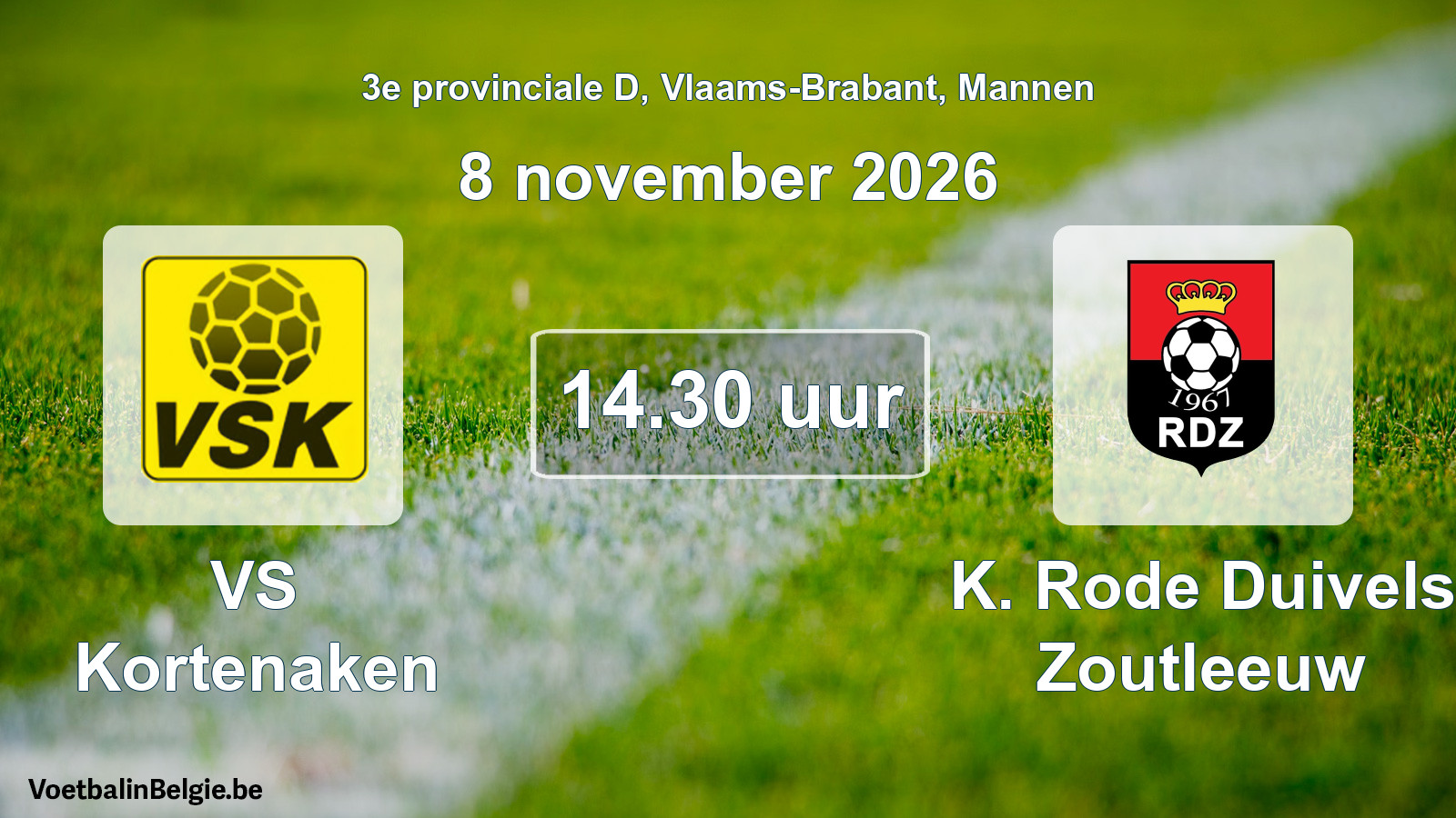 Geplande wedstrijd mannenvoetbal: VS Kortenaken - K. Rode Duivels Zoutleeuw (8 november 2026)