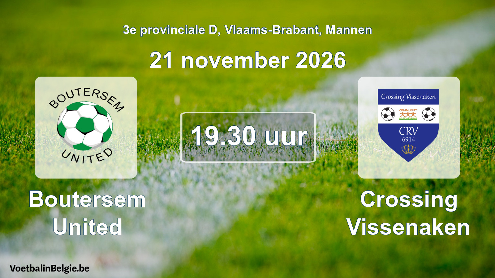 Scheduled match men football: Boutersem United - Crossing Vissenaken (21 November 2026)