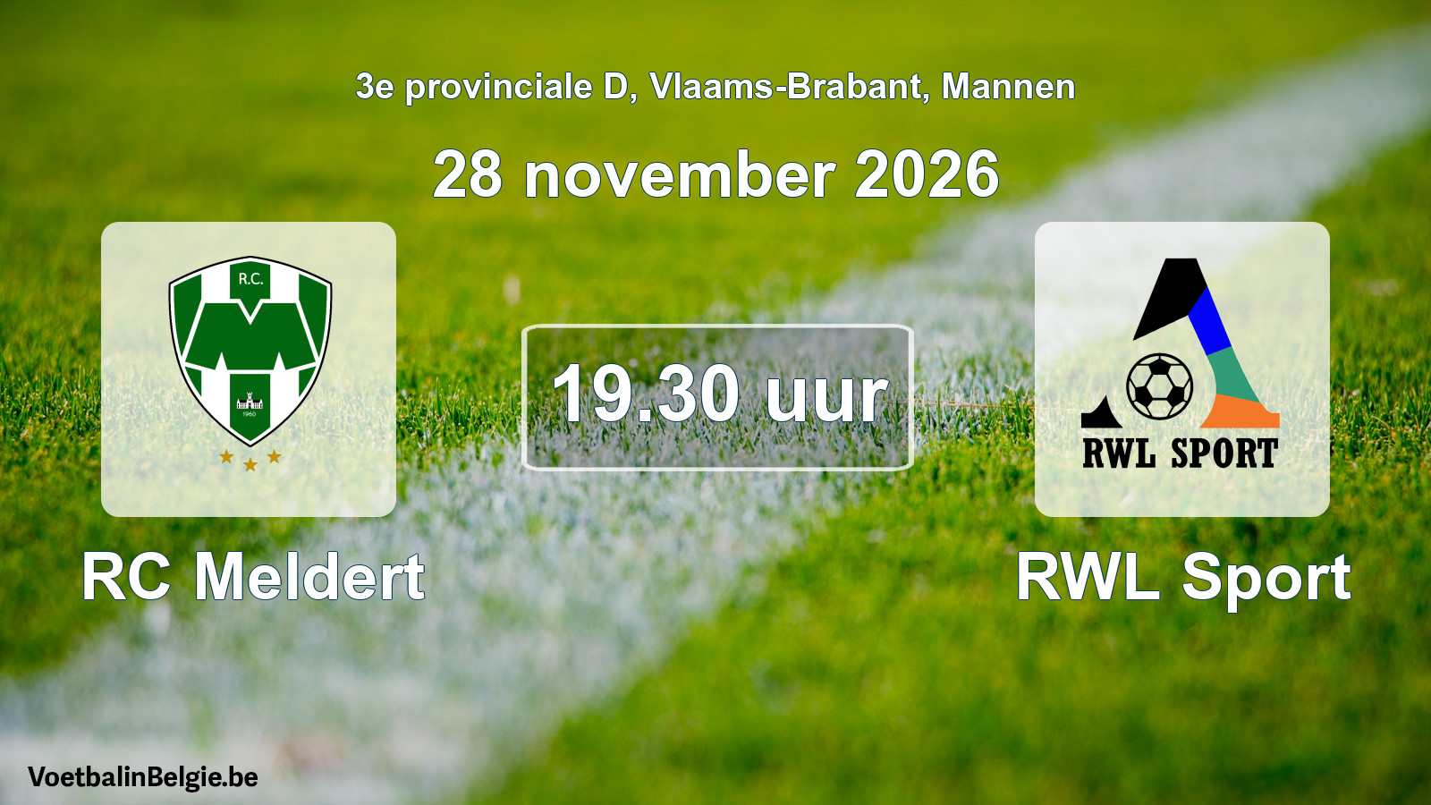 Geplande wedstrijd mannenvoetbal: RC Meldert - RWL Sport (28 november 2026)