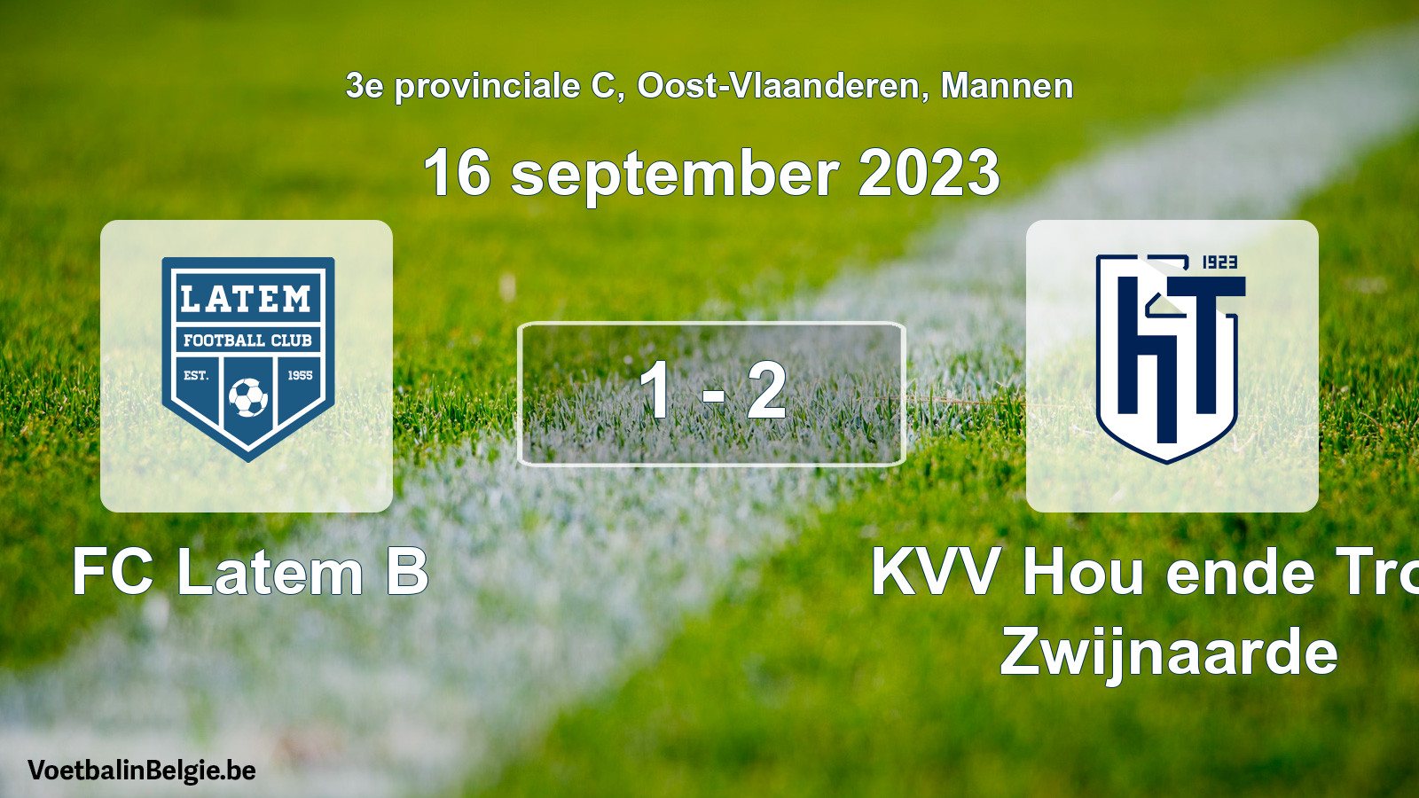 Gespeelde wedstrijd mannenvoetbal: FC Latem B - KVV Hou ende Trou Zwijnaarde 1 - 2 (16 september 2023)