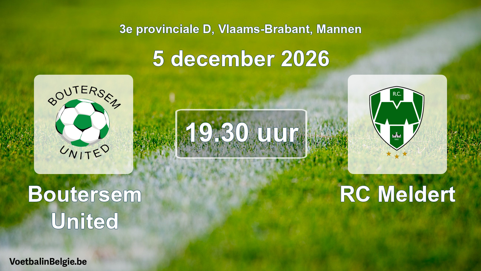 Geplande wedstrijd mannenvoetbal: Boutersem United - RC Meldert (5 december 2026)