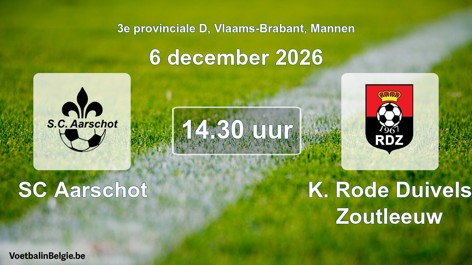 Geplande wedstrijd mannenvoetbal: SC Aarschot - K. Rode Duivels Zoutleeuw (6 december 2026)