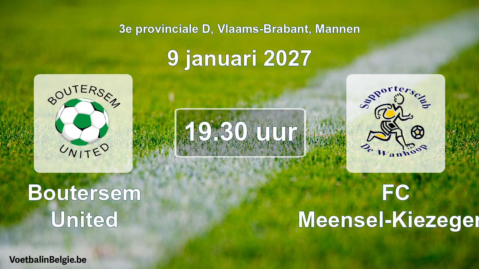 Geplande wedstrijd mannenvoetbal: Boutersem United - FC Meensel-Kiezegem (9 januari 2027)