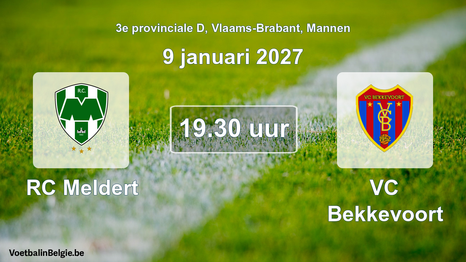 Match prévu football hommes: RC Meldert - VC Bekkevoort (9 janvier 2027)