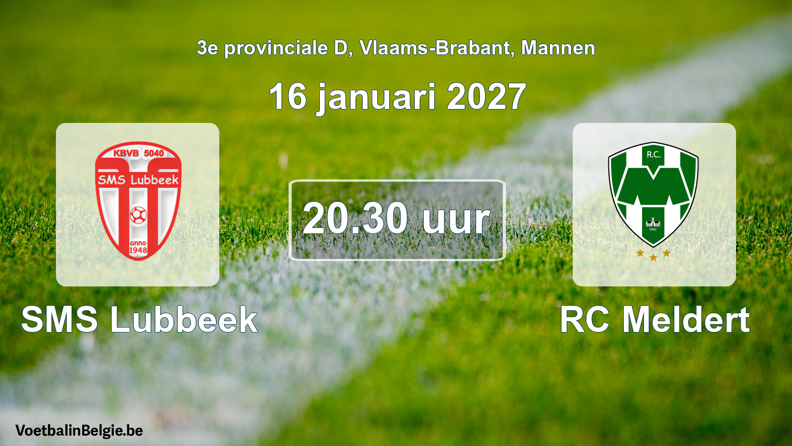 Geplande wedstrijd mannenvoetbal: SMS Lubbeek - RC Meldert (16 januari 2027)
