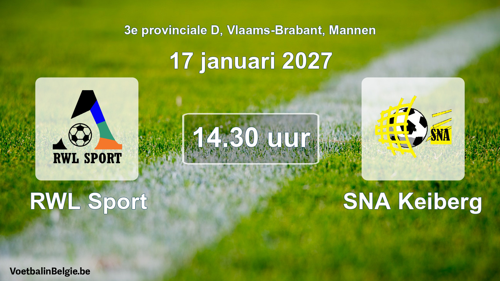 Geplande wedstrijd mannenvoetbal: RWL Sport - SNA Keiberg (17 januari 2027)