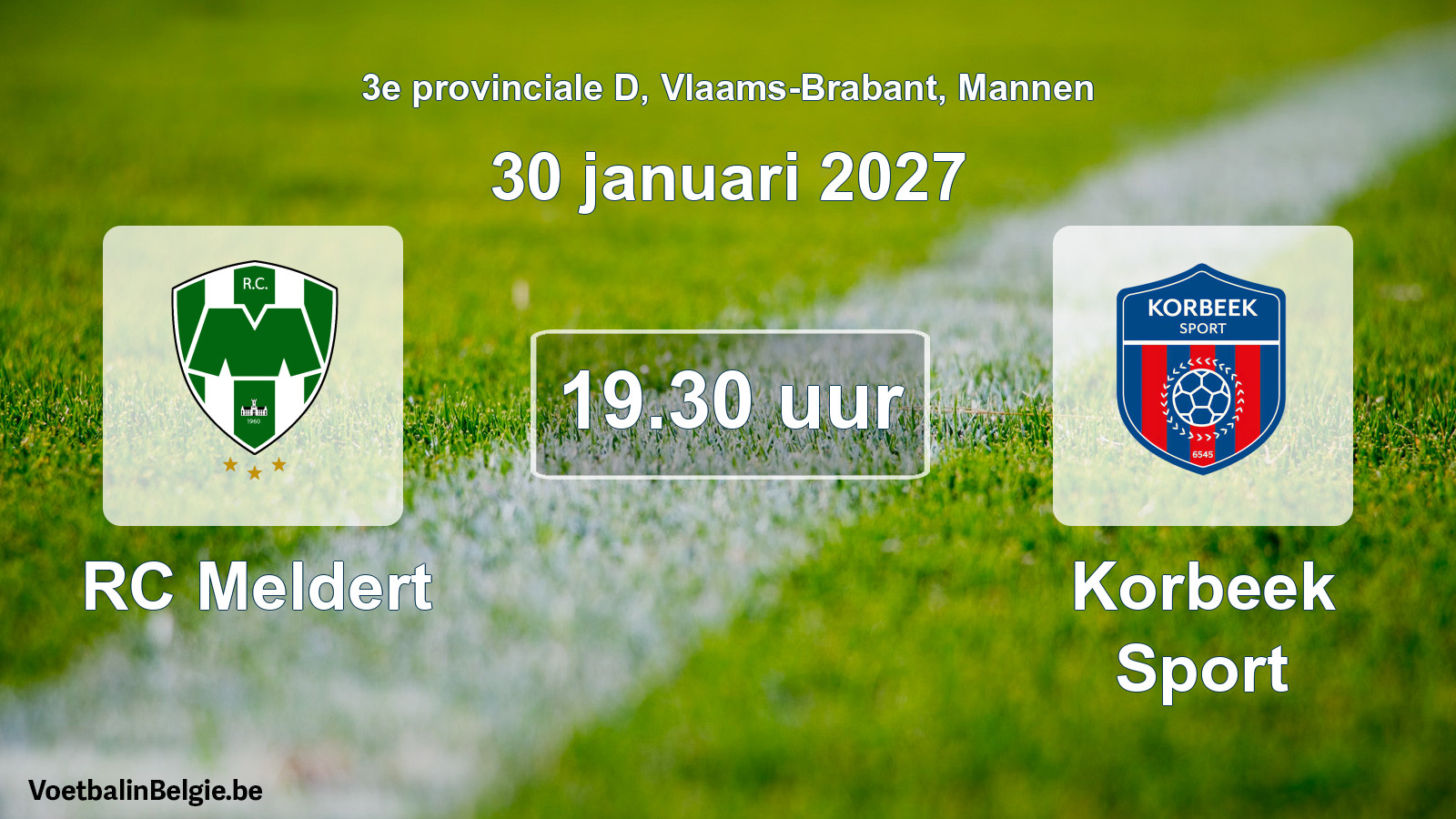 Geplande wedstrijd mannenvoetbal: RC Meldert - Korbeek Sport (30 januari 2027)