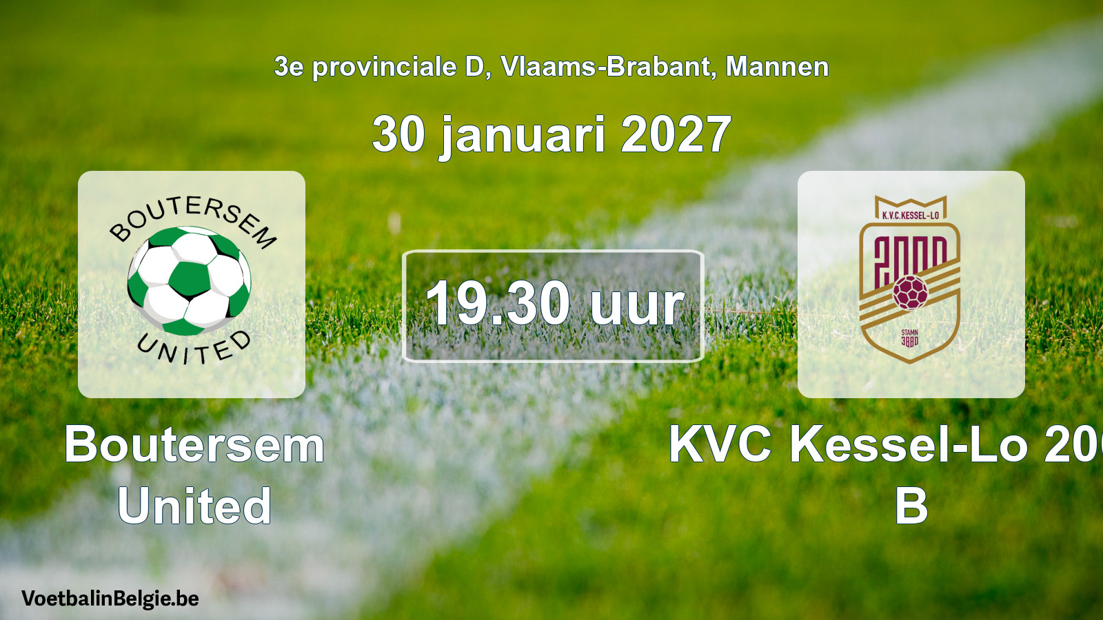 Geplande wedstrijd mannenvoetbal: Boutersem United - KVC Kessel-Lo 2000 B (30 januari 2027)