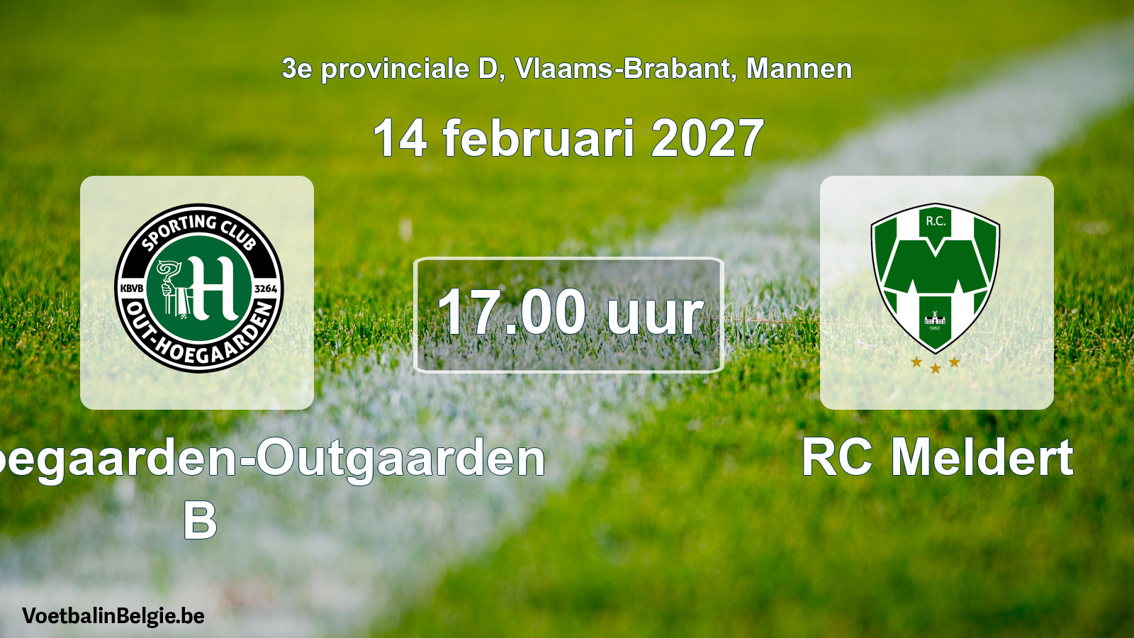 Geplande wedstrijd mannenvoetbal: SC Hoegaarden-Outgaarden B - RC Meldert (14 februari 2027)