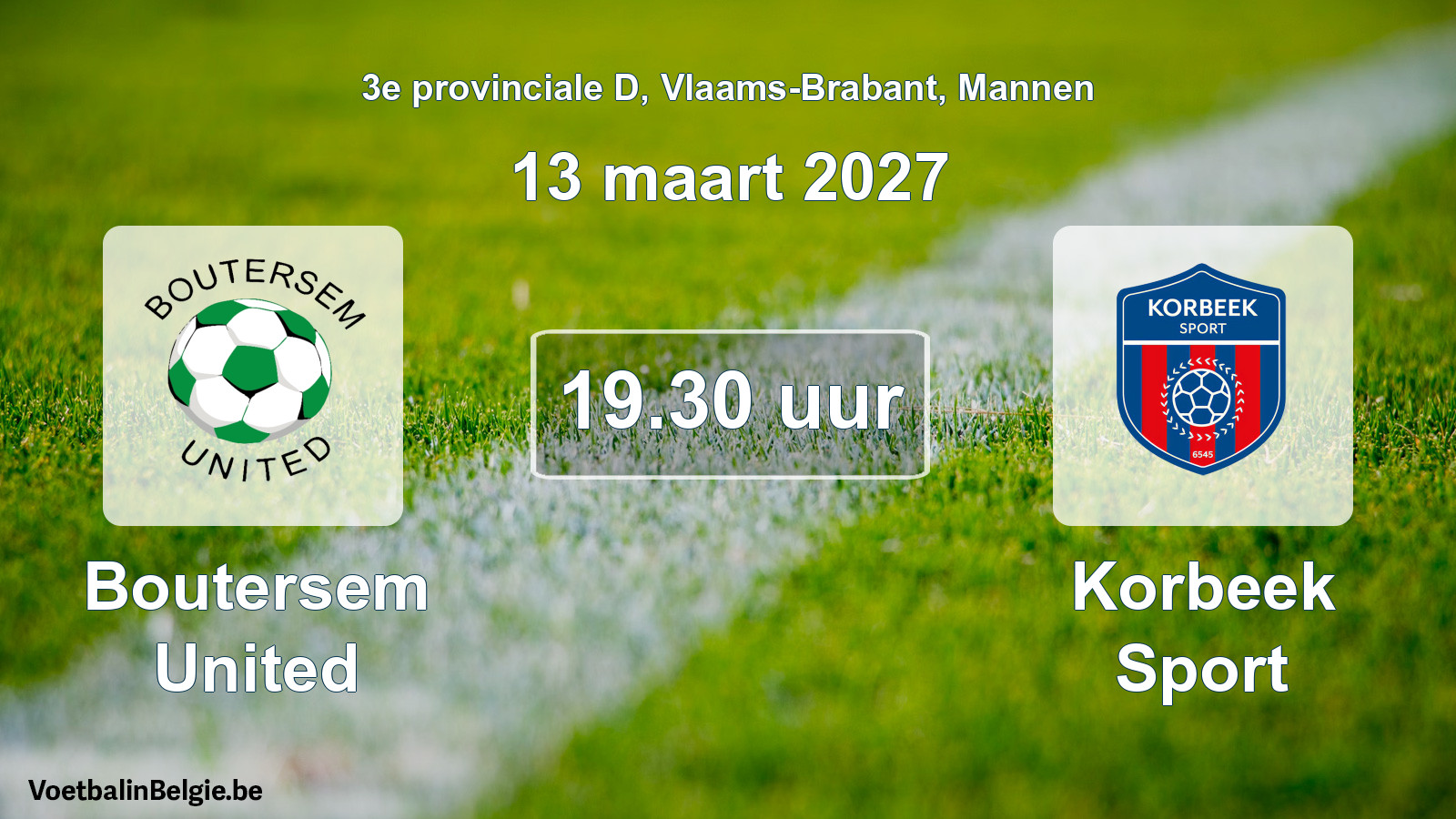 Geplande wedstrijd mannenvoetbal: Boutersem United - Korbeek Sport (13 maart 2027)