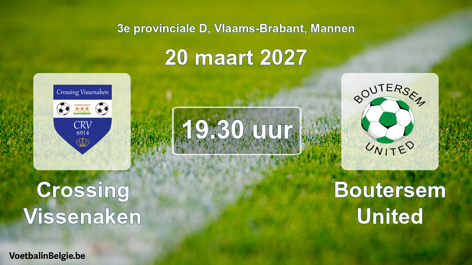 Geplande wedstrijd mannenvoetbal: Crossing Vissenaken - Boutersem United (20 maart 2027)