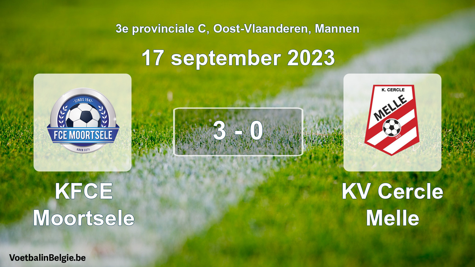 Gespeelde wedstrijd mannenvoetbal: KFCE Moortsele - KV Cercle Melle 3 - 0 (17 september 2023)