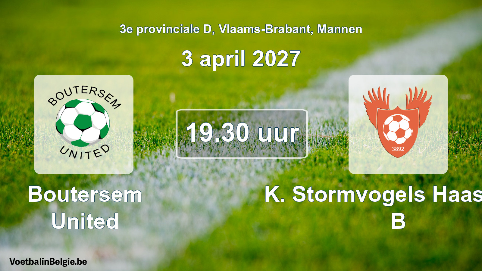 Geplande wedstrijd mannenvoetbal: Boutersem United - K. Stormvogels Haasrode B (3 april 2027)