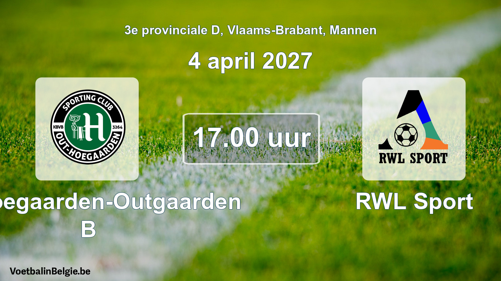 Geplande wedstrijd mannenvoetbal: SC Hoegaarden-Outgaarden B - RWL Sport (4 april 2027)