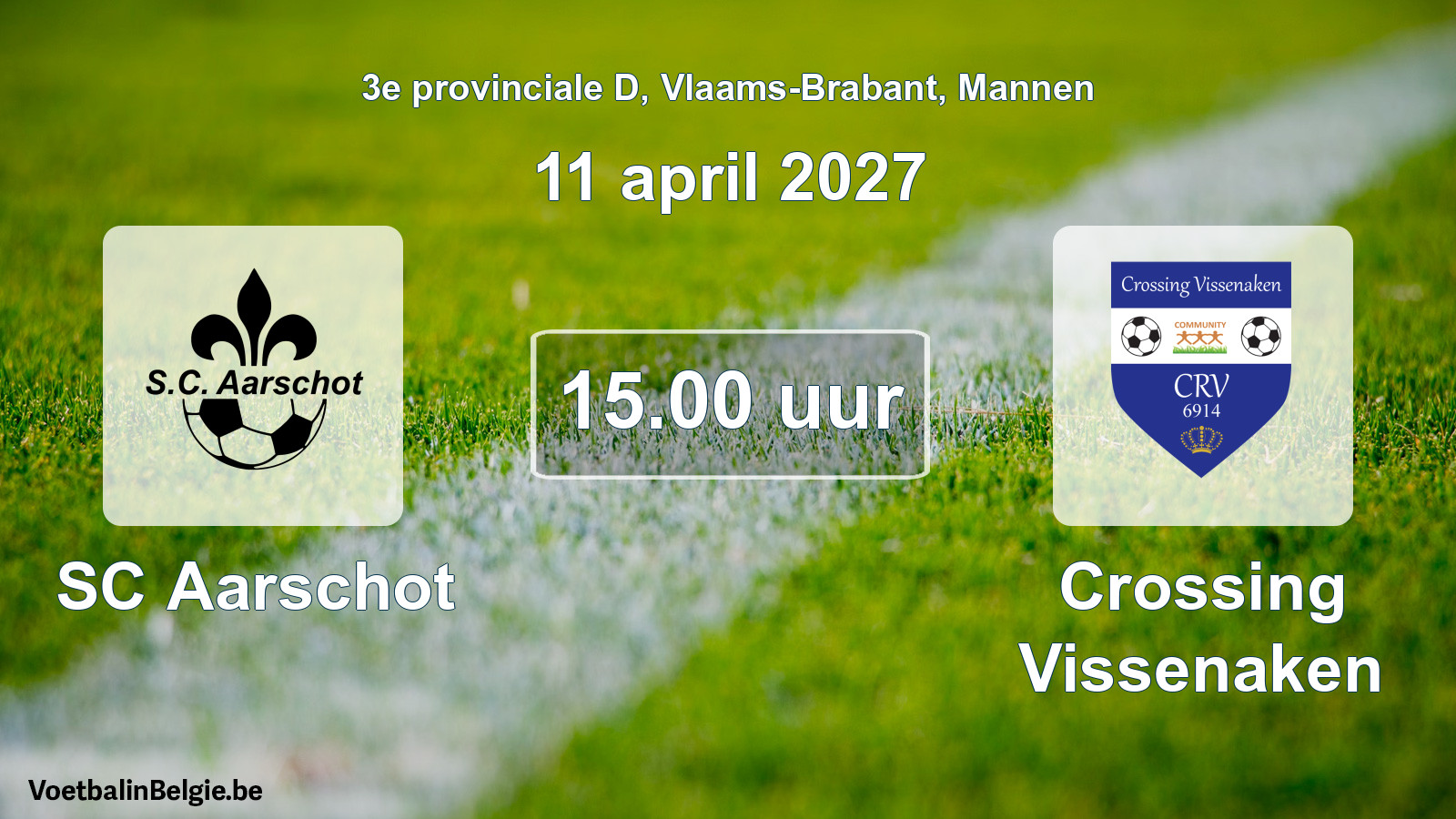 Geplande wedstrijd mannenvoetbal: SC Aarschot - Crossing Vissenaken (11 april 2027)