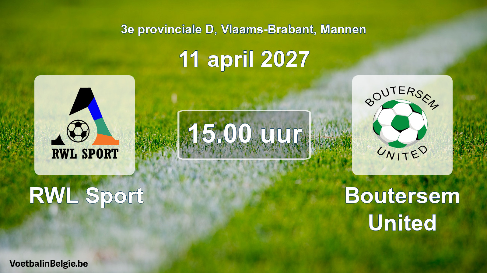 Geplande wedstrijd mannenvoetbal: RWL Sport - Boutersem United (11 april 2027)