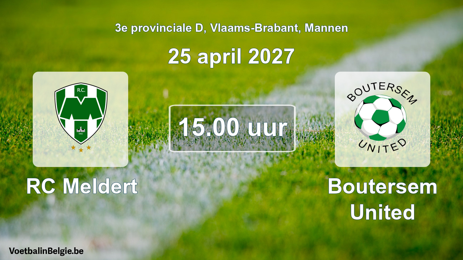 Geplande wedstrijd mannenvoetbal: RC Meldert - Boutersem United (25 april 2027)