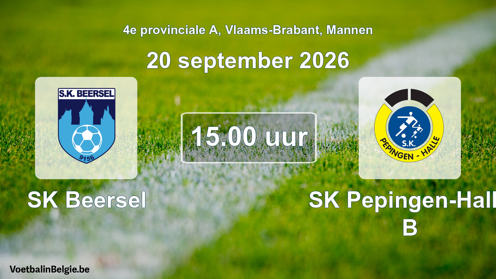 Geplande wedstrijd mannenvoetbal: SK Beersel - SK Pepingen-Halle B (20 september 2026)