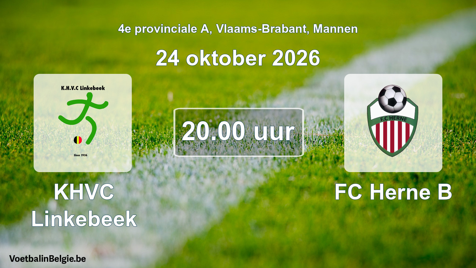 Geplande wedstrijd mannenvoetbal: KHVC Linkebeek - FC Herne B (24 oktober 2026)