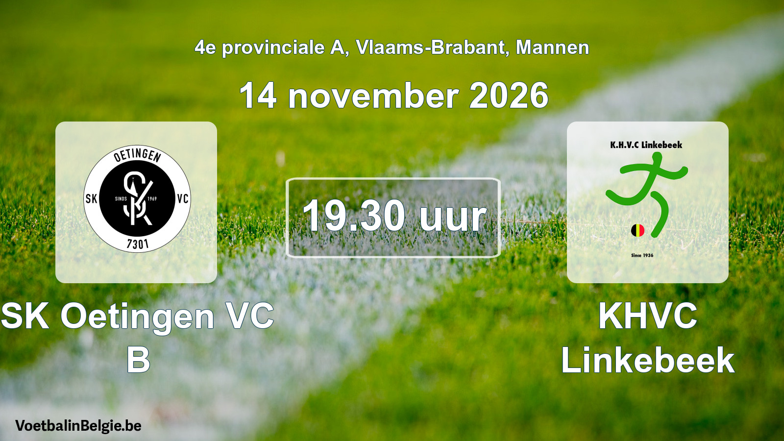 Geplande wedstrijd mannenvoetbal: SK Oetingen VC B - KHVC Linkebeek (14 november 2026)