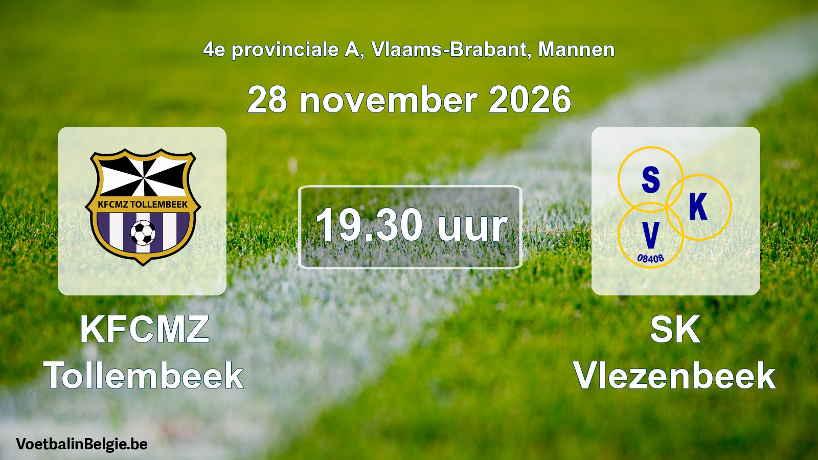 Geplande wedstrijd mannenvoetbal: KFCMZ Tollembeek - SK Vlezenbeek (28 november 2026)