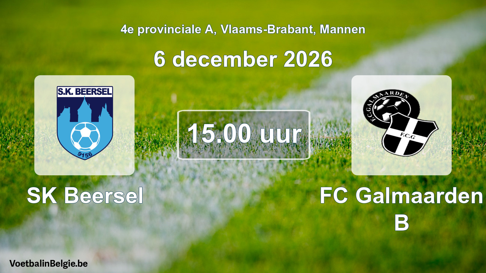 Geplande wedstrijd mannenvoetbal: SK Beersel - FC Galmaarden B (6 december 2026)