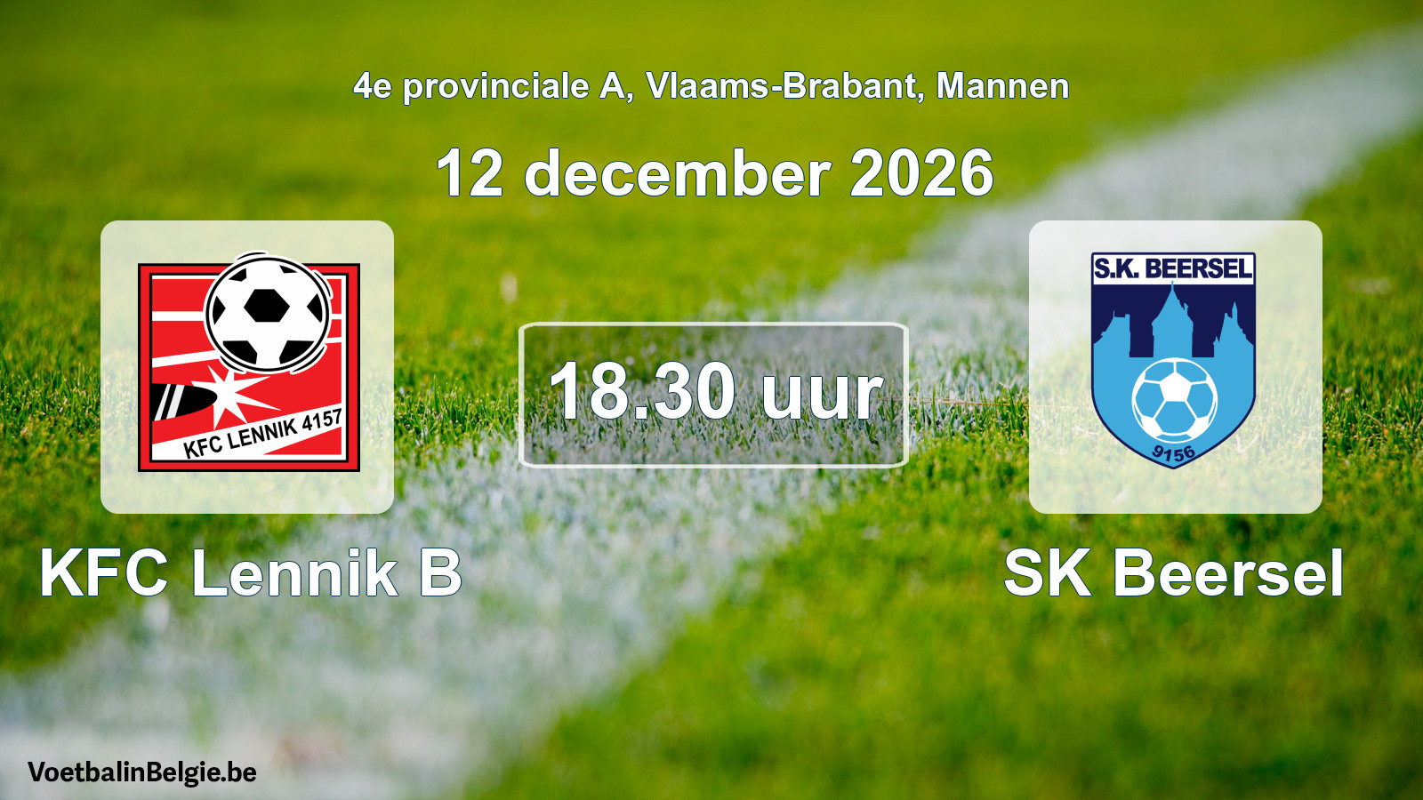 Geplande wedstrijd mannenvoetbal: KFC Lennik B - SK Beersel (12 december 2026)
