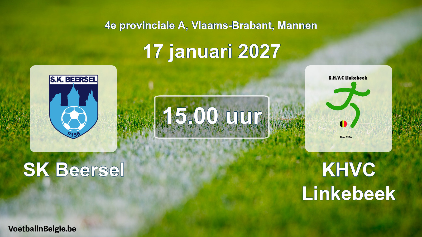 Geplande wedstrijd mannenvoetbal: SK Beersel - KHVC Linkebeek (17 januari 2027)