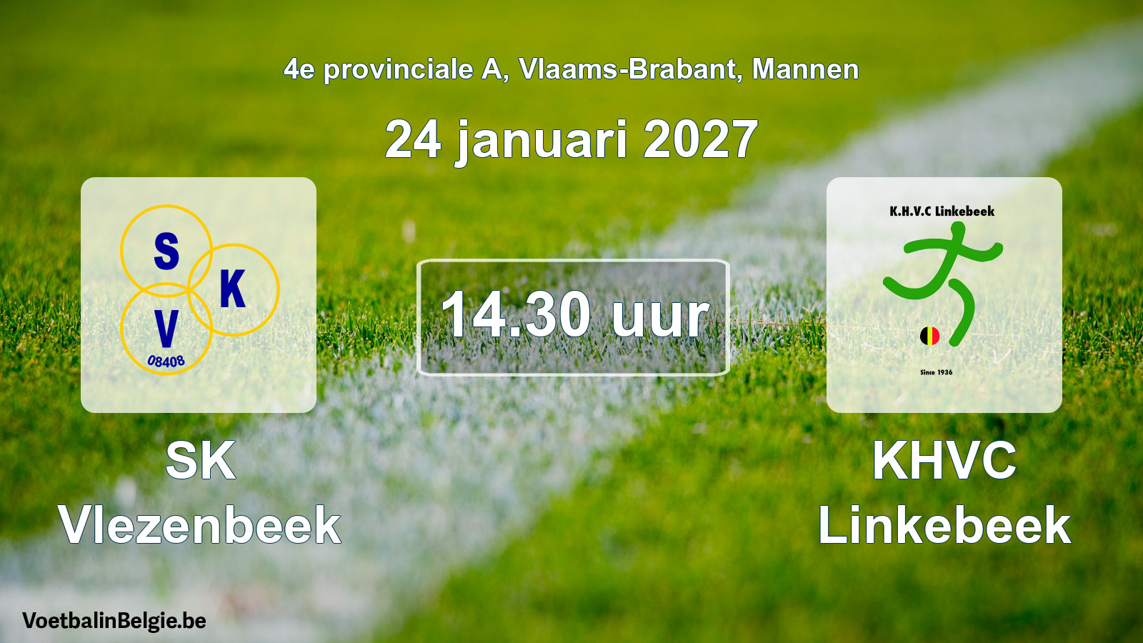 Geplande wedstrijd mannenvoetbal: SK Vlezenbeek - KHVC Linkebeek (24 januari 2027)