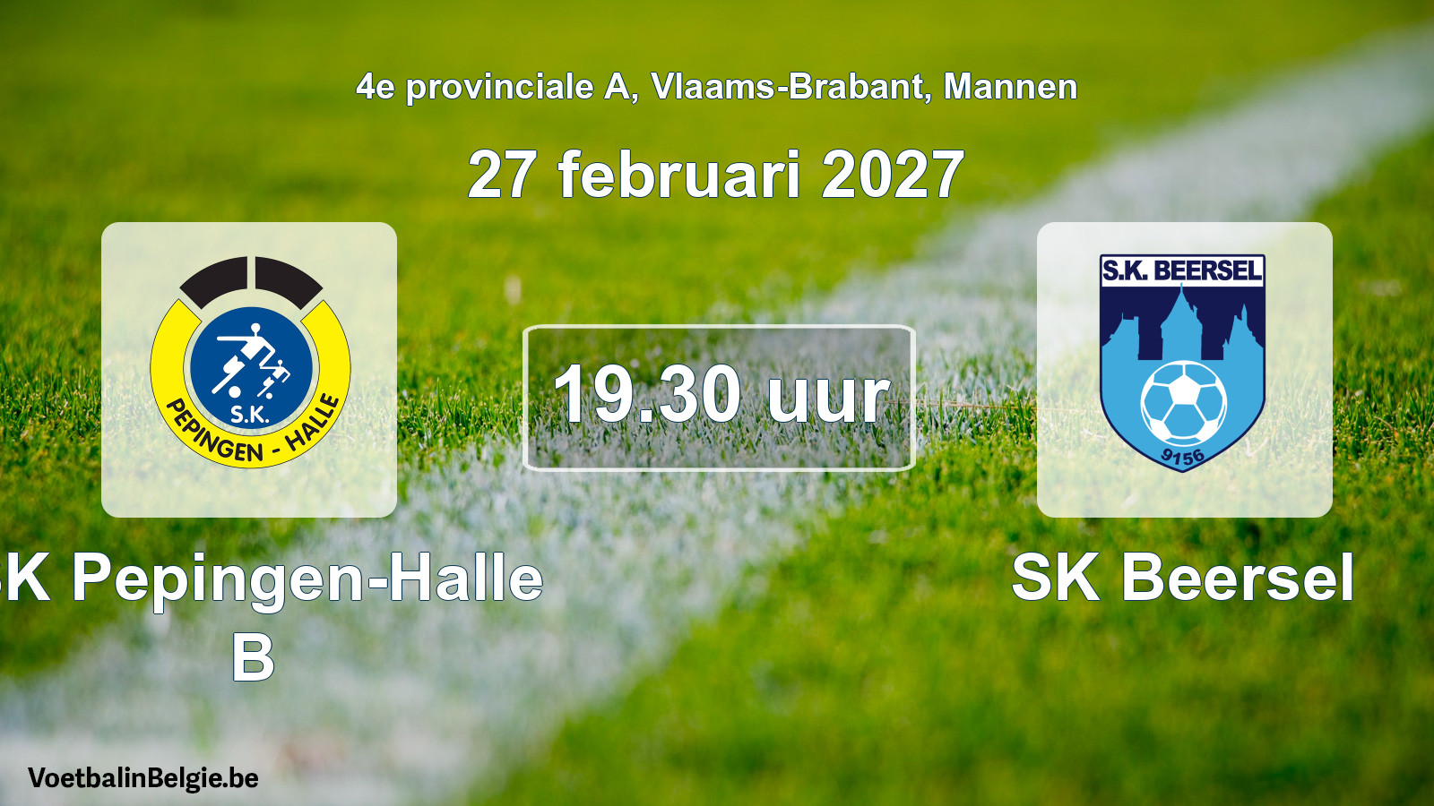 Geplande wedstrijd mannenvoetbal: SK Pepingen-Halle B - SK Beersel (27 februari 2027)