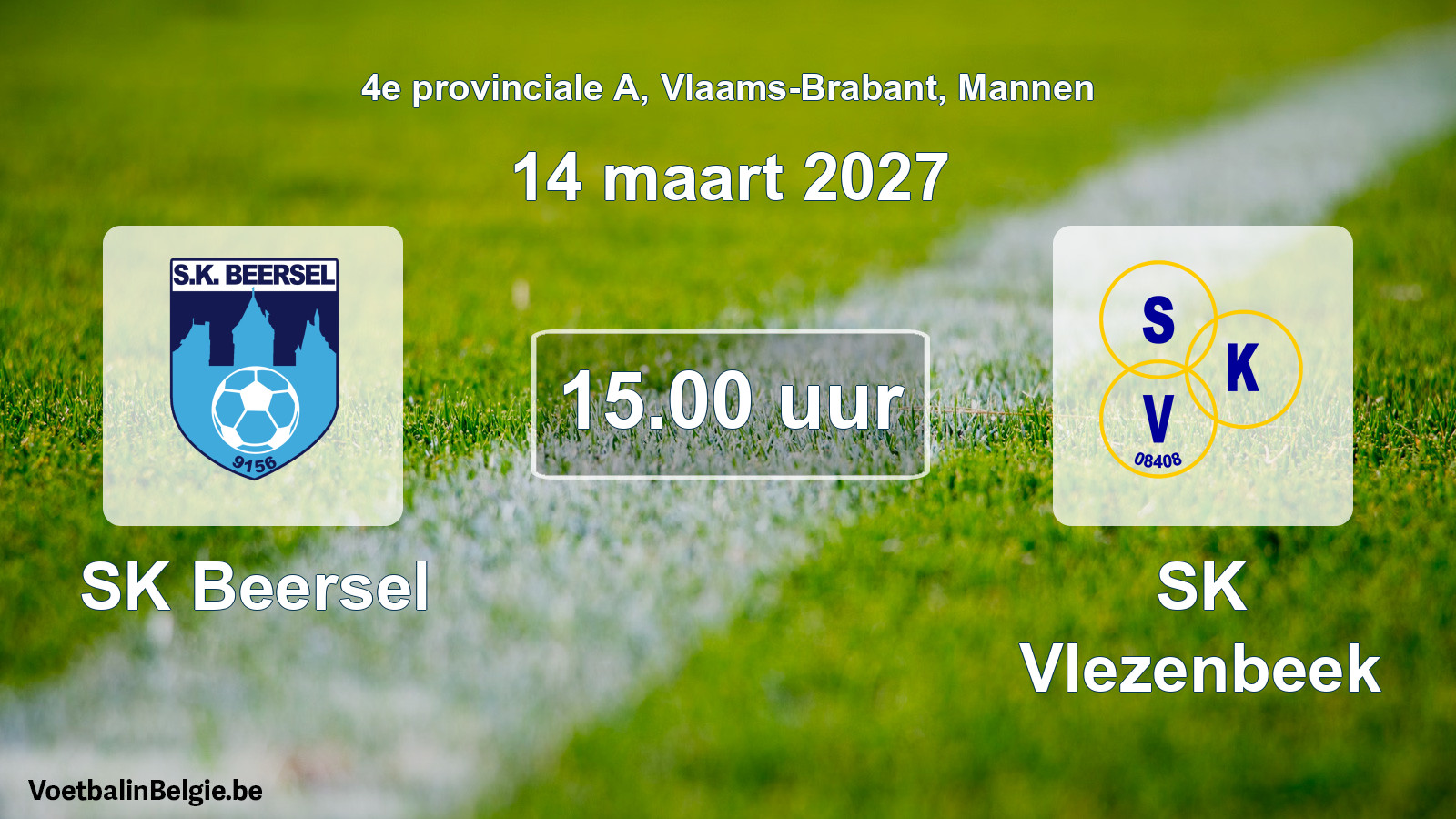 Geplande wedstrijd mannenvoetbal: SK Beersel - SK Vlezenbeek (14 maart 2027)