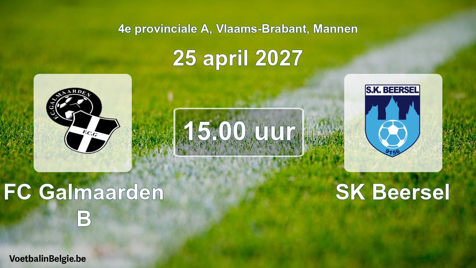 Geplande wedstrijd mannenvoetbal: FC Galmaarden B - SK Beersel (25 april 2027)
