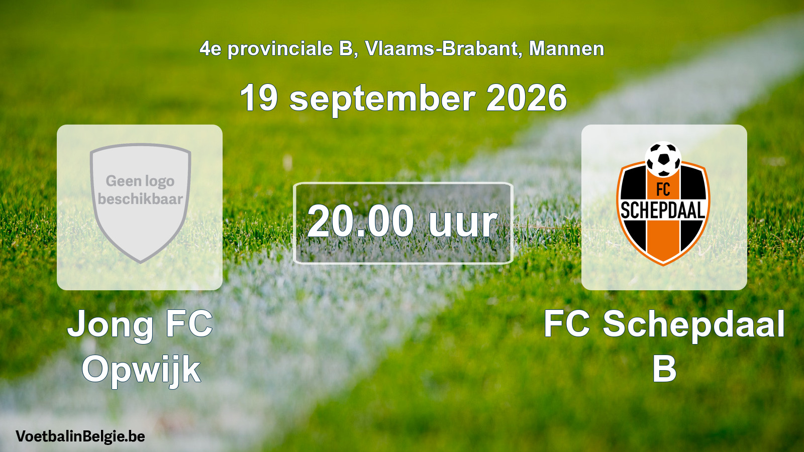 Geplande wedstrijd mannenvoetbal: Jong FC Opwijk - FC Schepdaal B (19 september 2026)