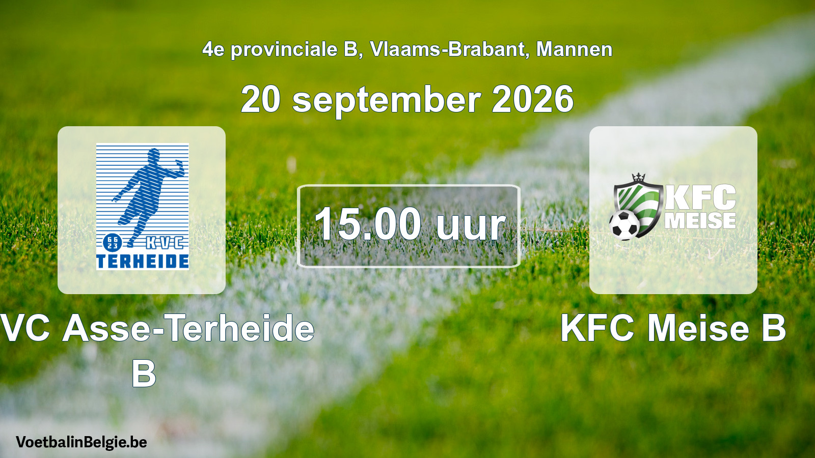 Geplande wedstrijd mannenvoetbal: KVC Asse-Terheide B - KFC Meise B (20 september 2026)