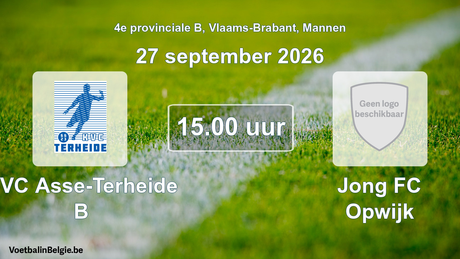 Geplande wedstrijd mannenvoetbal: KVC Asse-Terheide B - Jong FC Opwijk (27 september 2026)