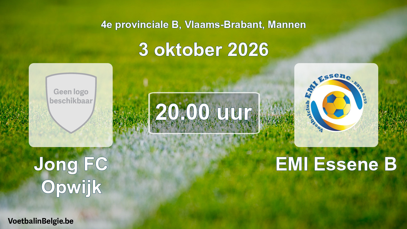 Geplande wedstrijd mannenvoetbal: Jong FC Opwijk - EMI Essene B (3 oktober 2026)