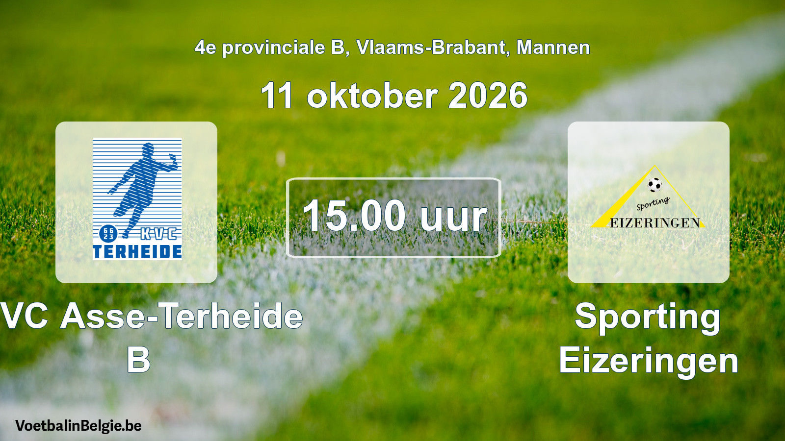 Geplande wedstrijd mannenvoetbal: KVC Asse-Terheide B - Sporting Eizeringen (11 oktober 2026)