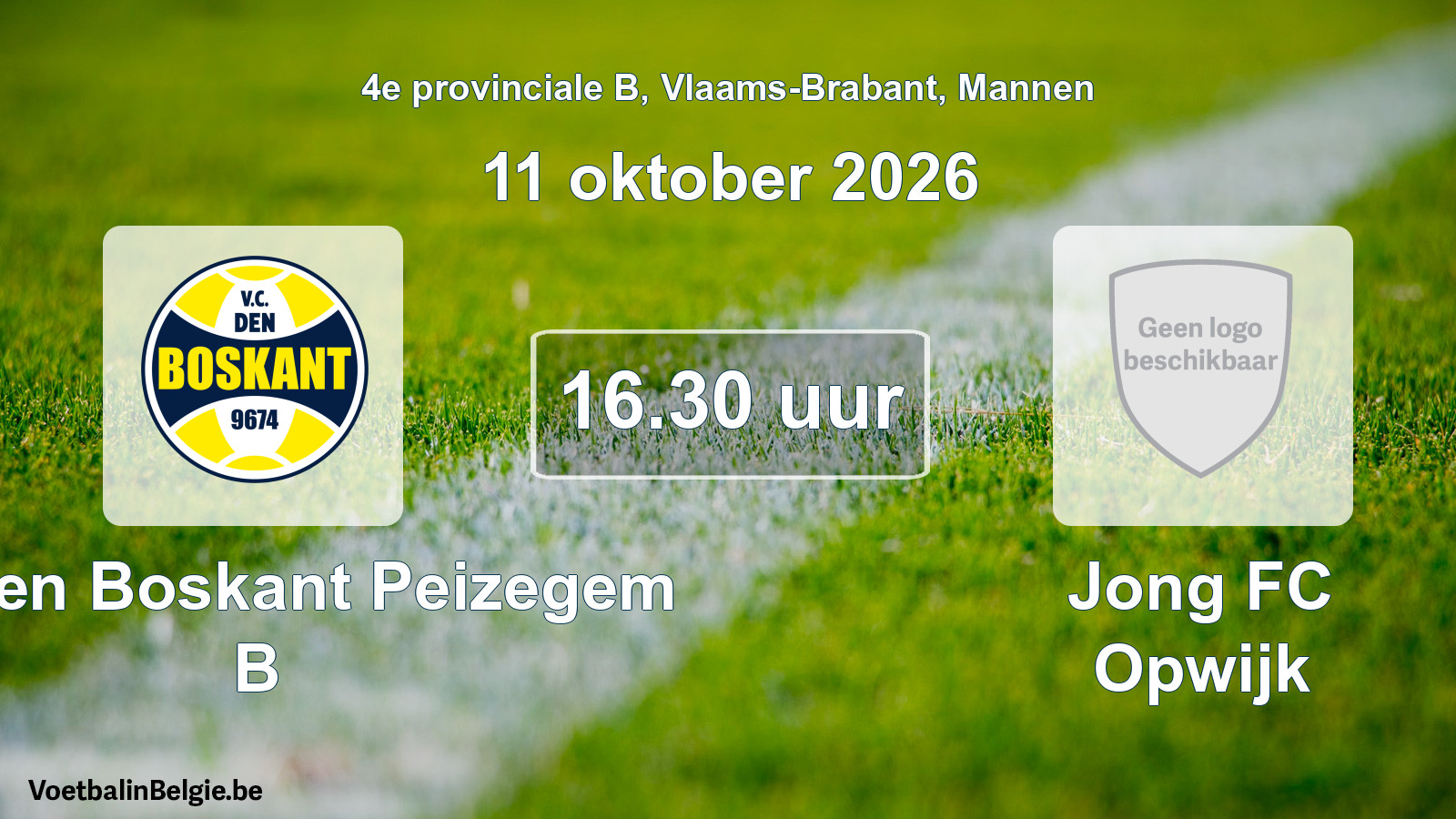 Geplande wedstrijd mannenvoetbal: VC Den Boskant Peizegem B - Jong FC Opwijk (11 oktober 2026)