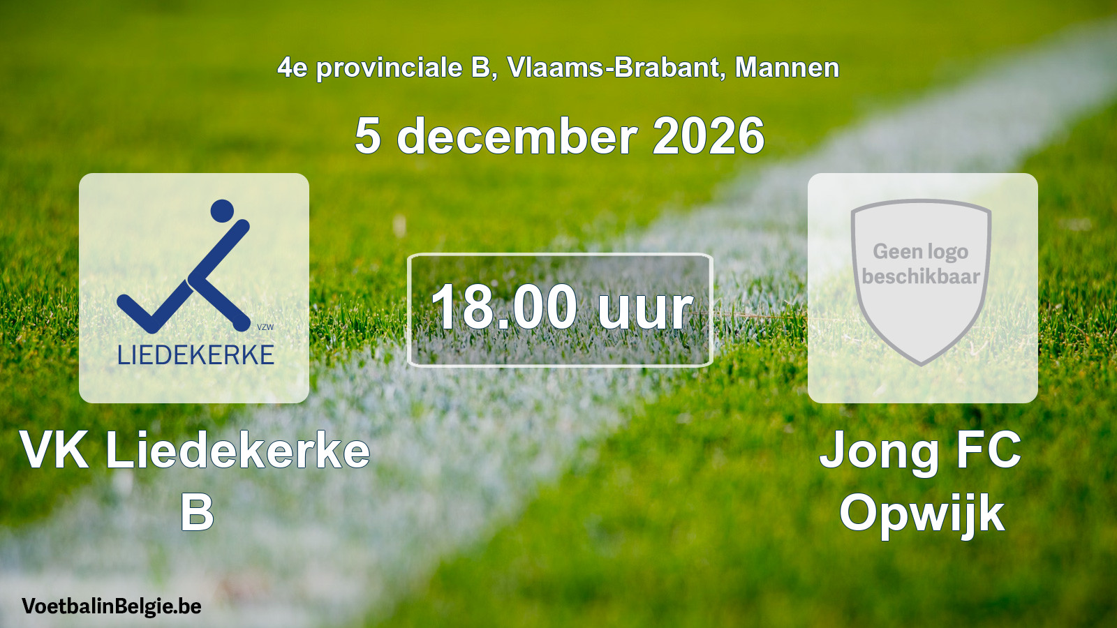 Geplande wedstrijd mannenvoetbal: VK Liedekerke B - Jong FC Opwijk (5 december 2026)