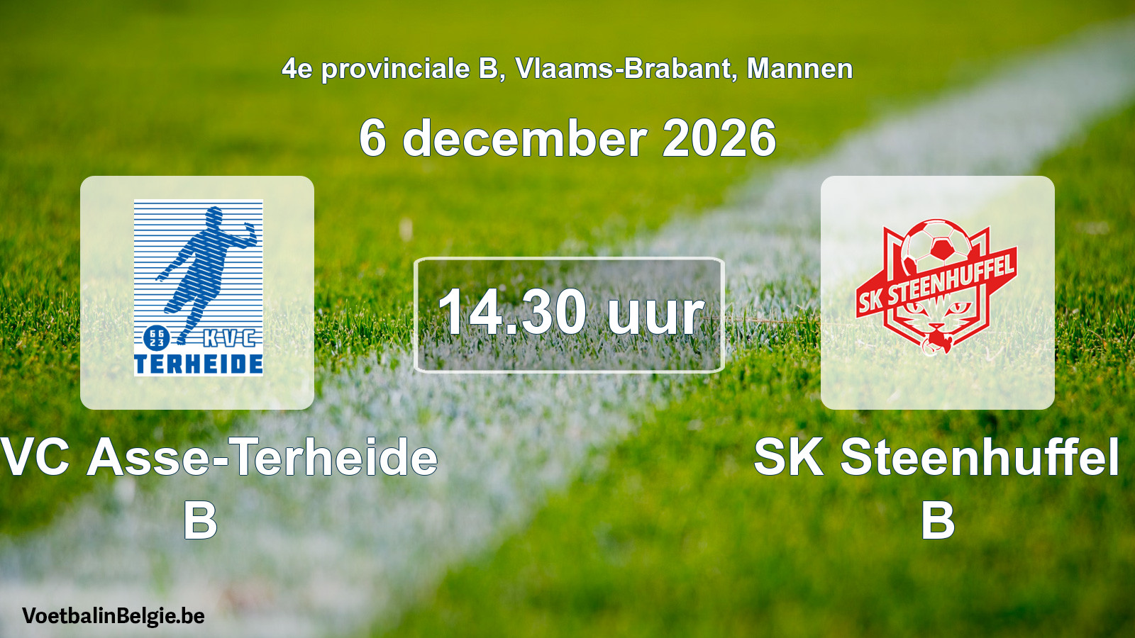 Geplande wedstrijd mannenvoetbal: KVC Asse-Terheide B - SK Steenhuffel B (6 december 2026)