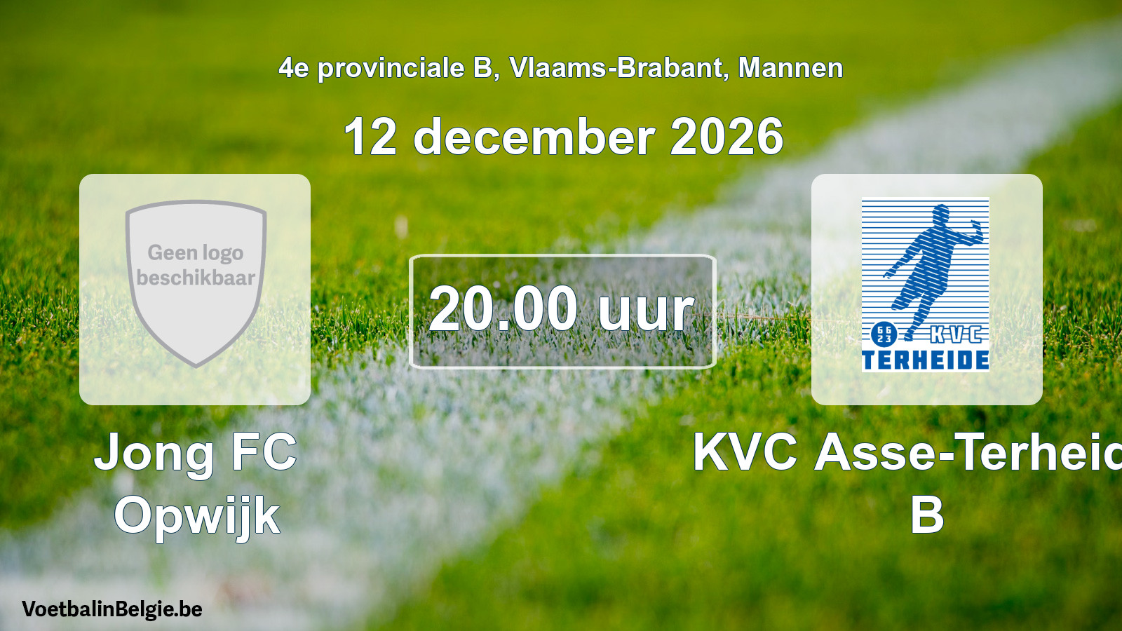 Geplande wedstrijd mannenvoetbal: Jong FC Opwijk - KVC Asse-Terheide B (12 december 2026)