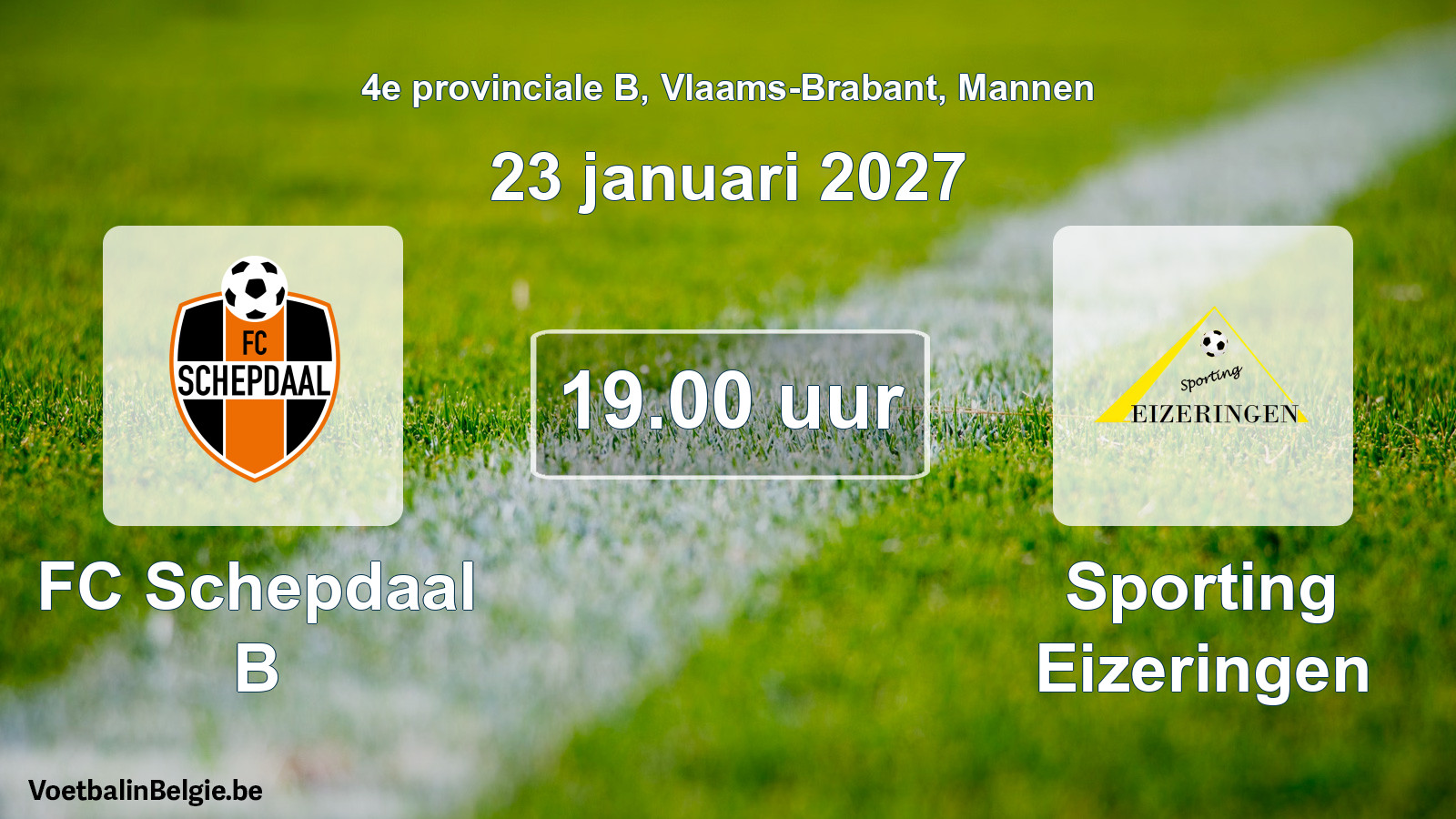 Geplande wedstrijd mannenvoetbal: FC Schepdaal B - Sporting Eizeringen (23 januari 2027)