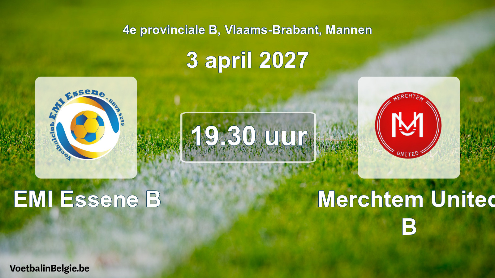 Geplande wedstrijd mannenvoetbal: EMI Essene B - Merchtem United B (3 april 2027)