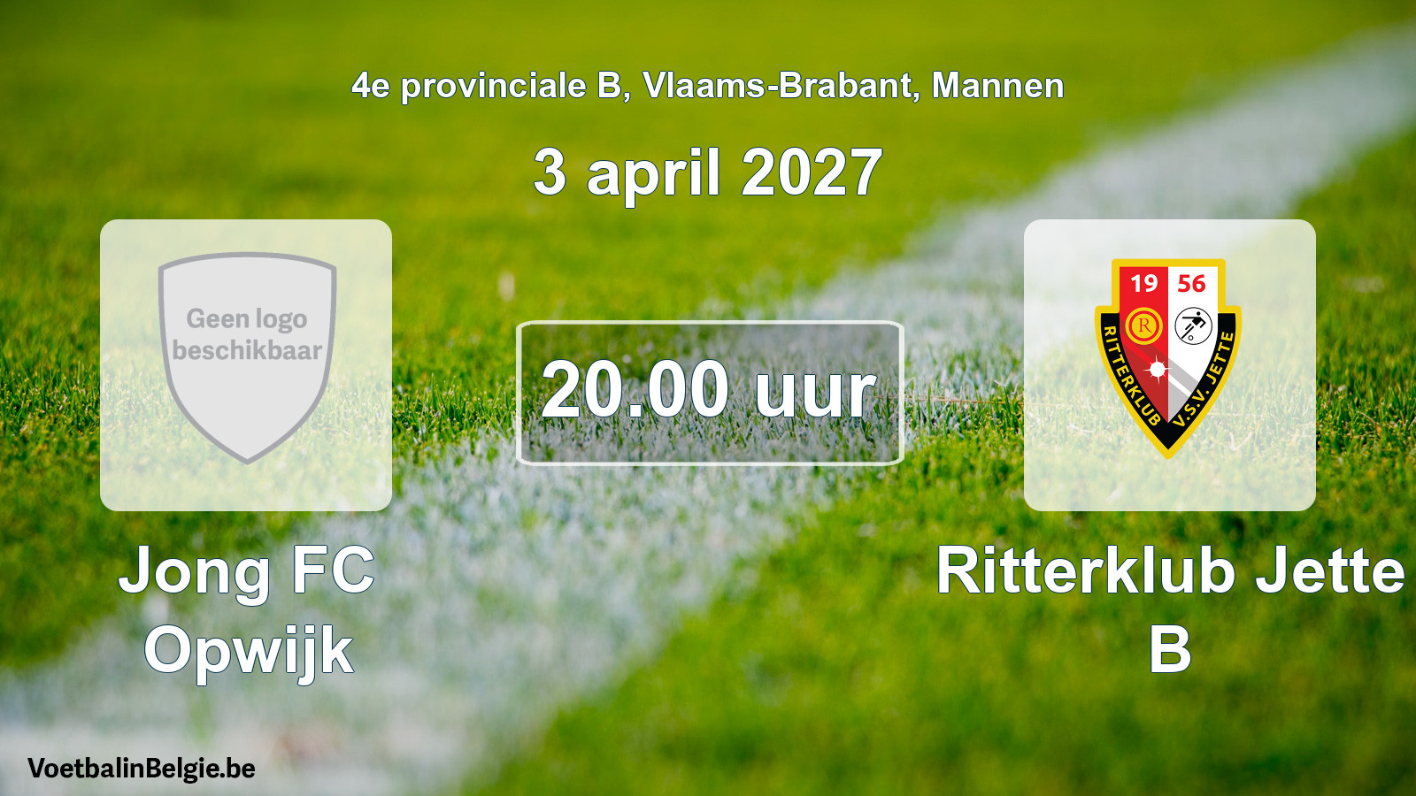Geplande wedstrijd mannenvoetbal: Jong FC Opwijk - Ritterklub Jette B (3 april 2027)