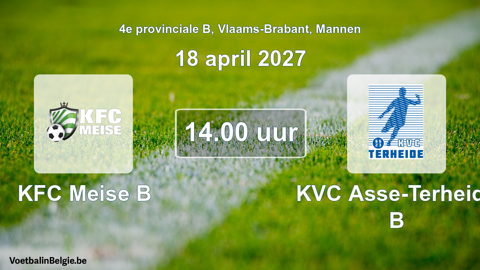 Geplantes Spiel männer-Fußball: KFC Meise B - KVC Asse-Terheide B (18 April 2027)