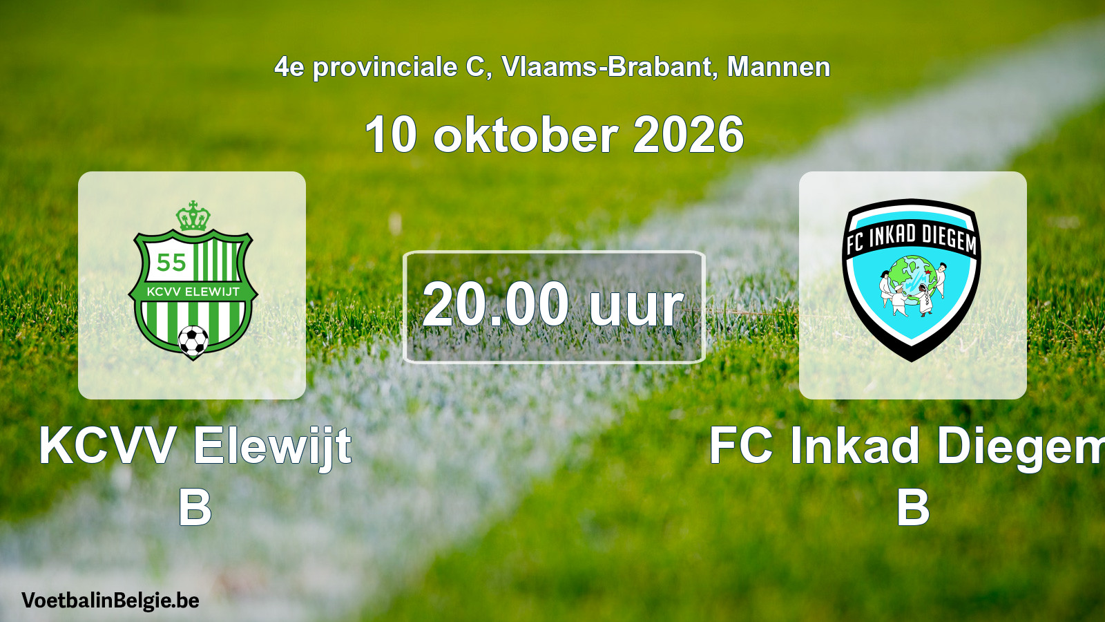 Geplantes Spiel männer-Fußball: KCVV Elewijt B - FC Inkad Diegem B (10 Oktober 2026)