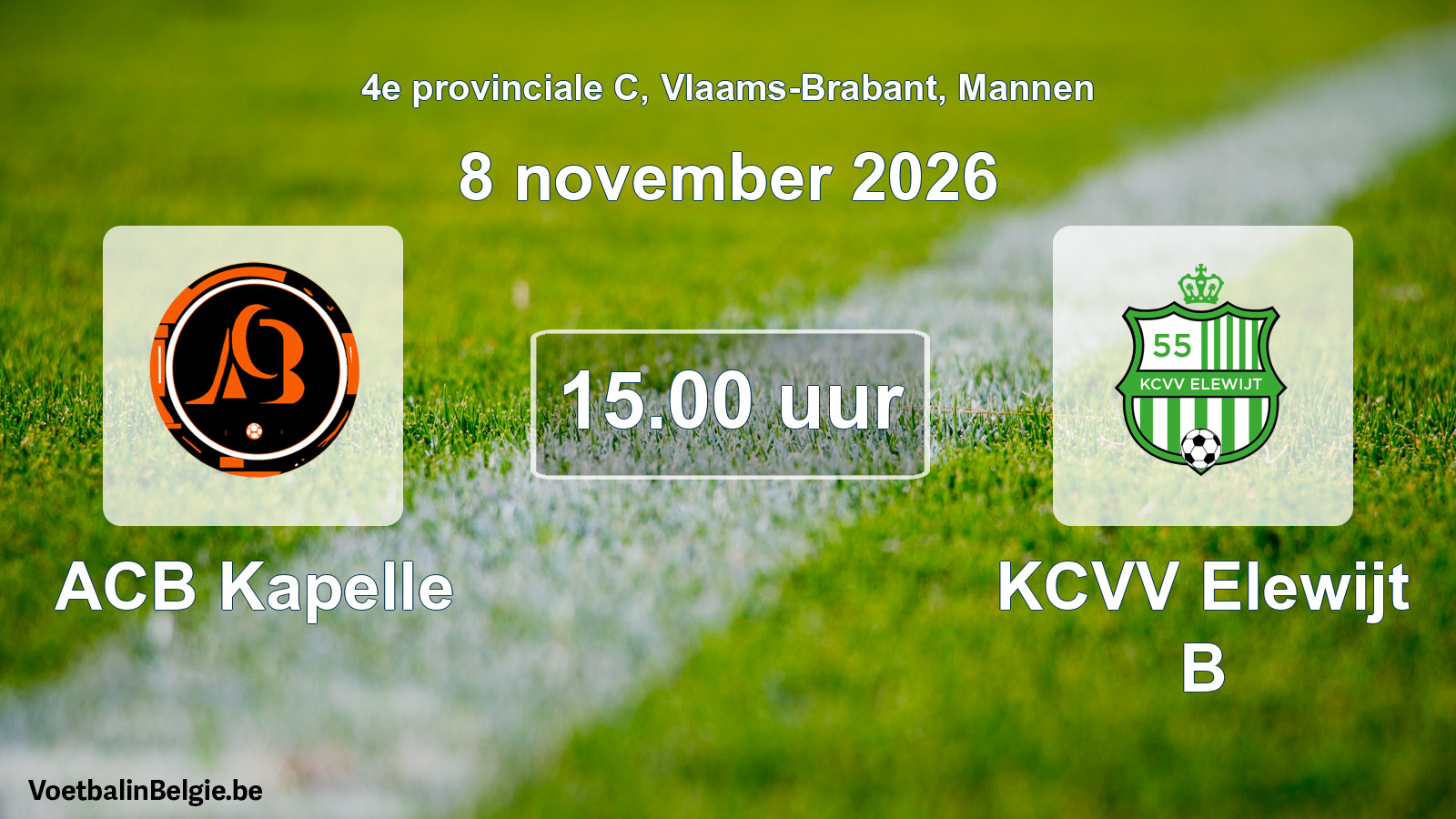 Geplande wedstrijd mannenvoetbal: ACB Kapelle - KCVV Elewijt B (8 november 2026)