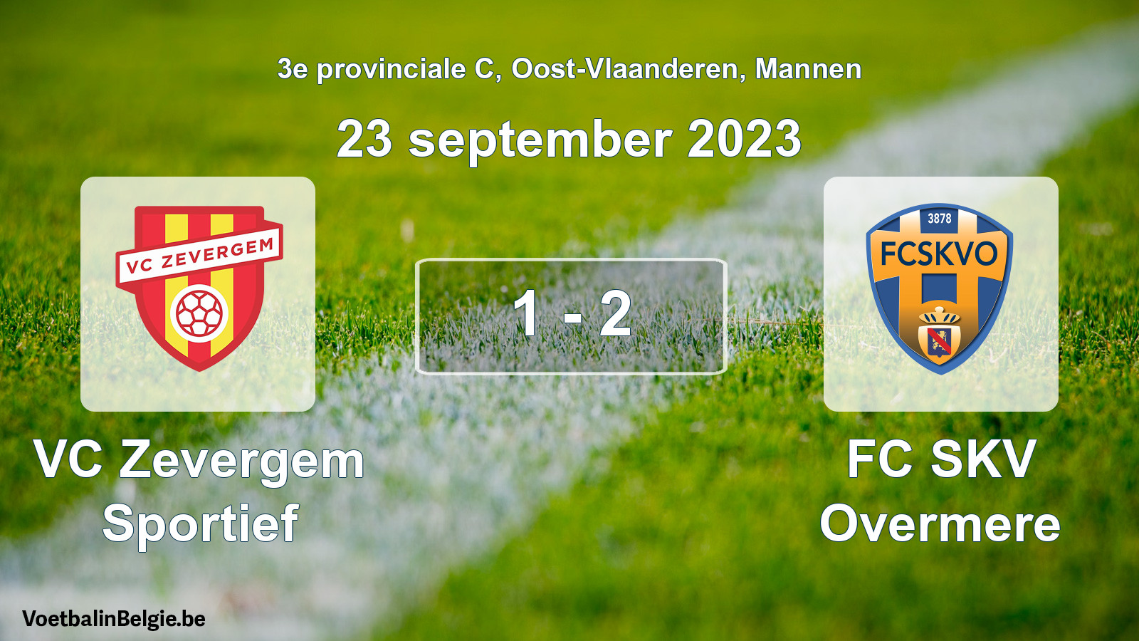 Gespeelde wedstrijd mannenvoetbal: VC Zevergem Sportief - FC SKV Overmere 1 - 2 (23 september 2023)