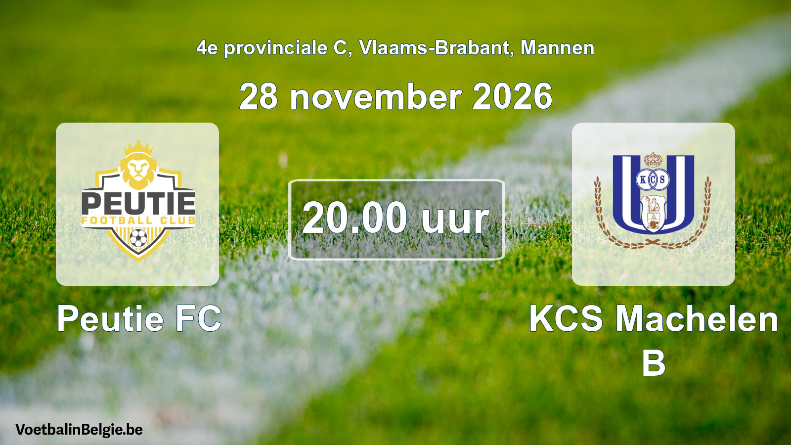 Geplande wedstrijd mannenvoetbal: Peutie FC - KCS Machelen B (28 november 2026)
